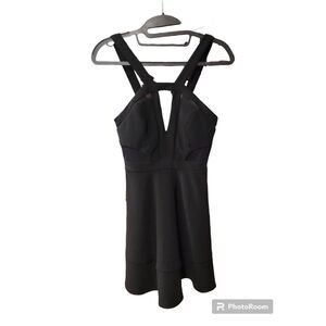 Emerald Sundae Juniors' Bodycon Dress Black Mesh-Inset Small